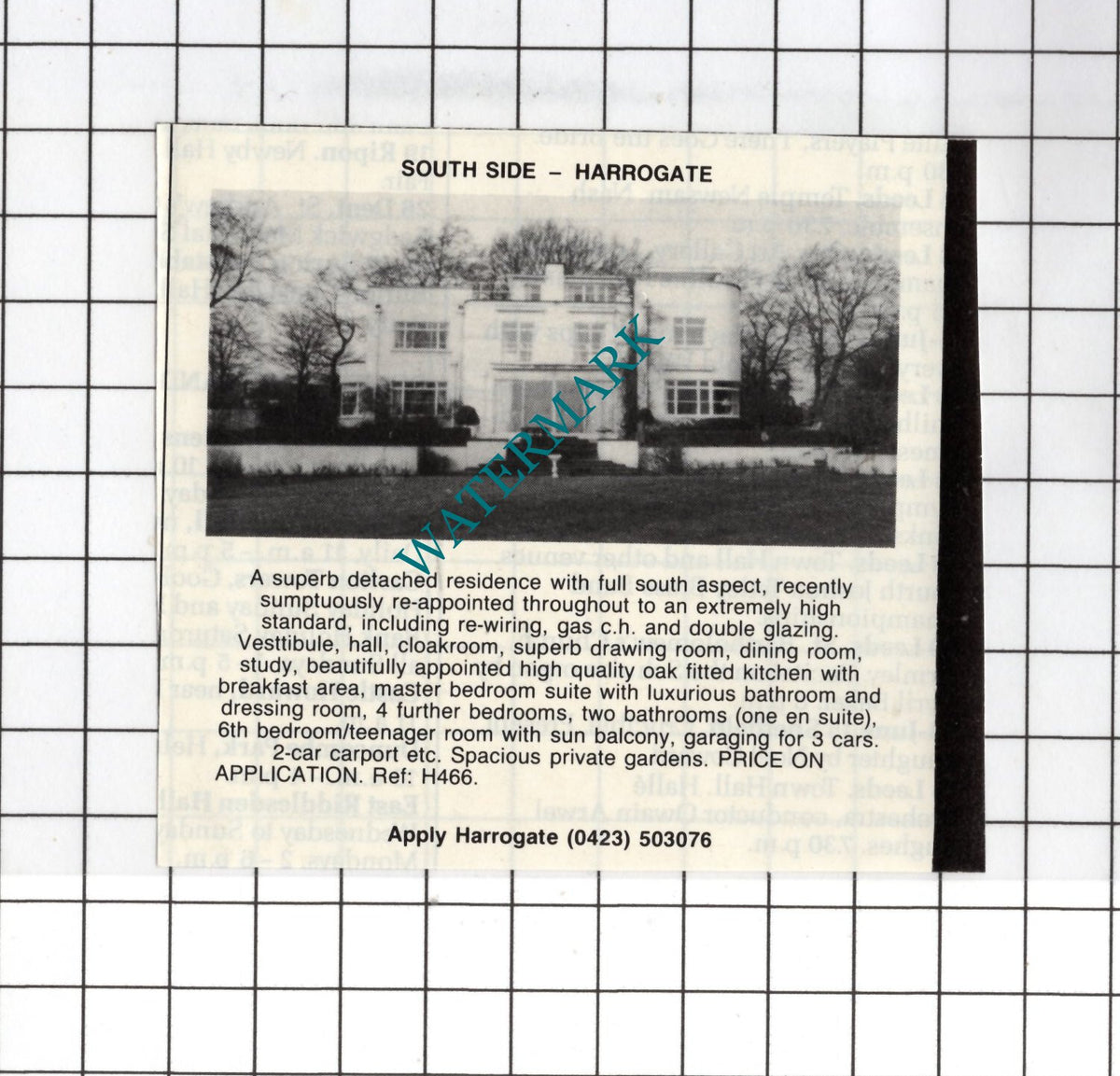Harrogate Yorkshire - 1985 SMALL House Sale Advert