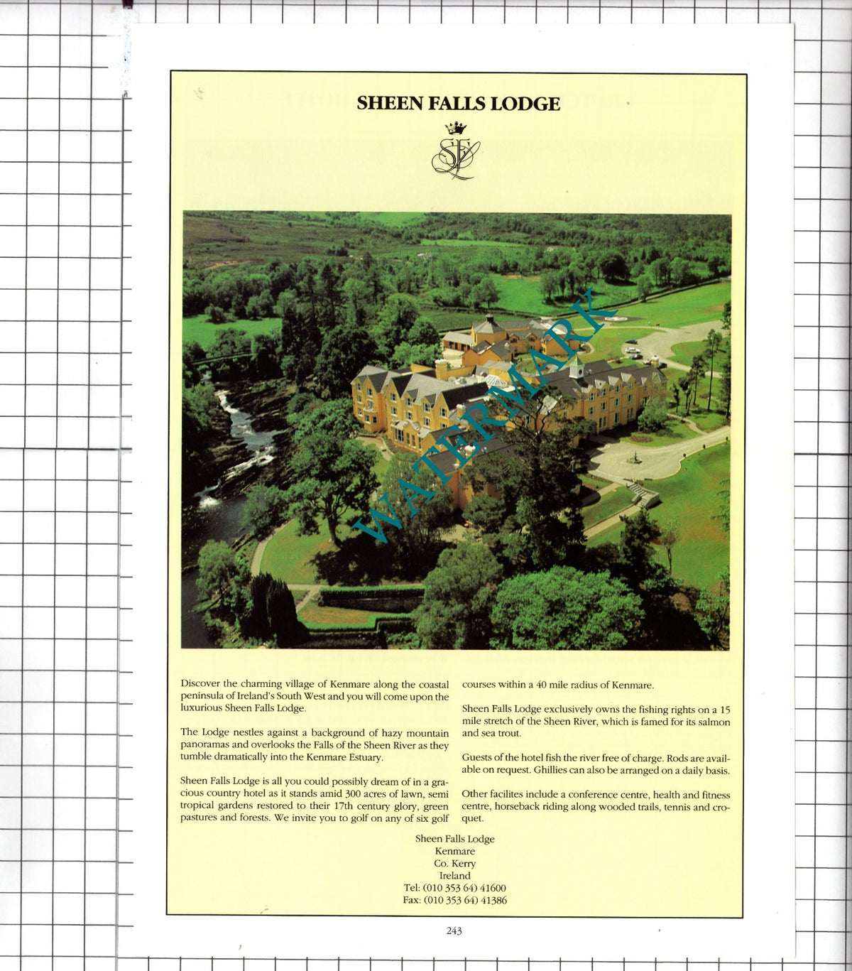 Crutch's Hotel Fermoyle Beach Ireland / Sheen Falls Lodge Kenmare Advert - 1991