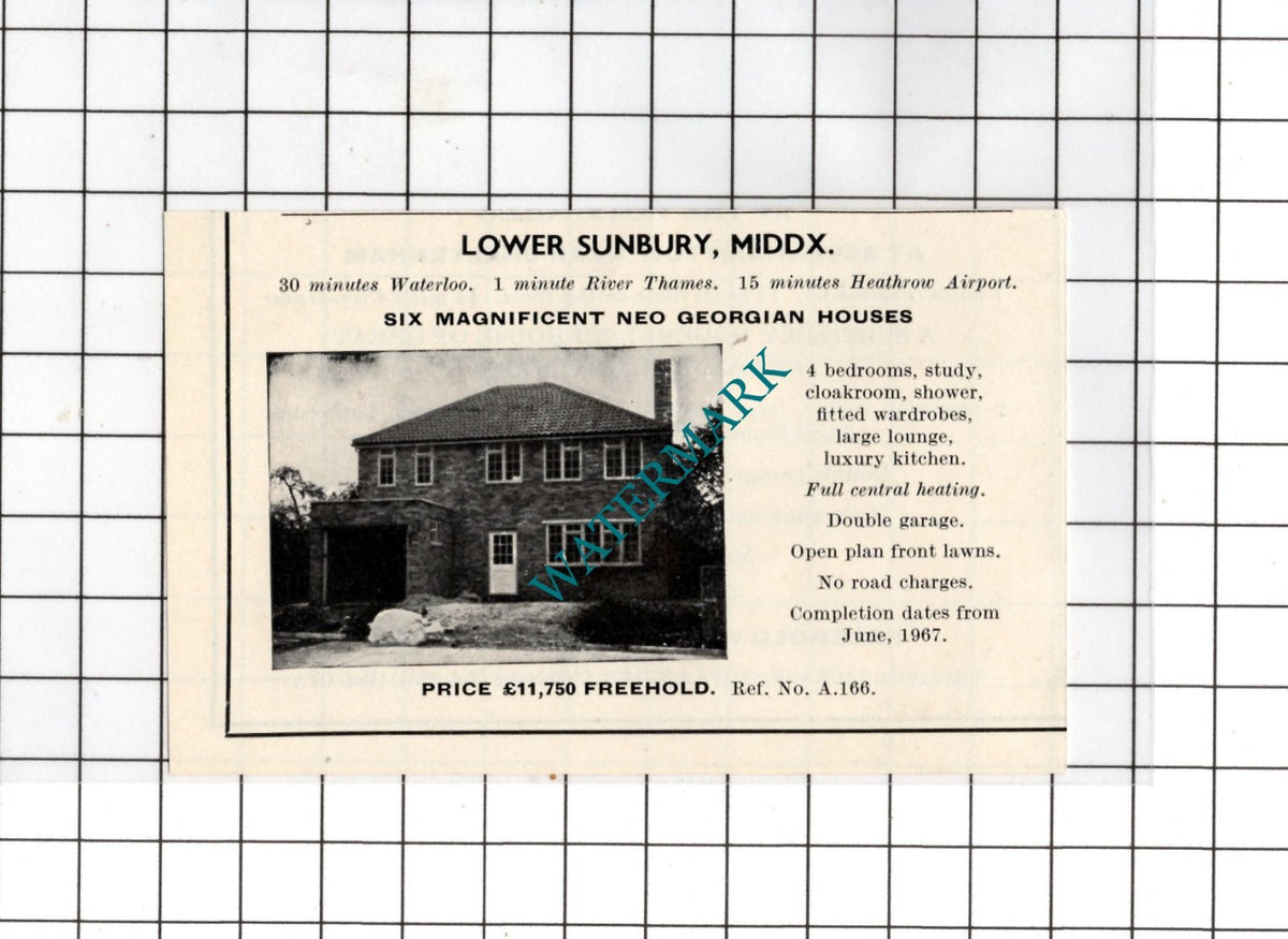 Lower Sunbury Middlesex Small House Sale Advert - 1967