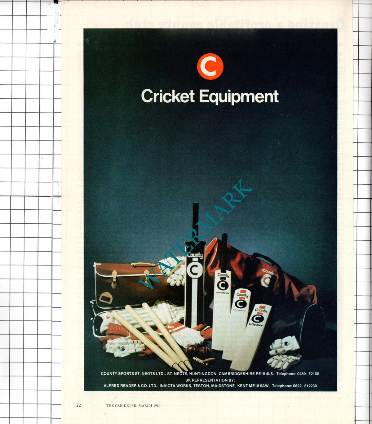 County Sports St Neots Ltd Cricket - 1980 Advert