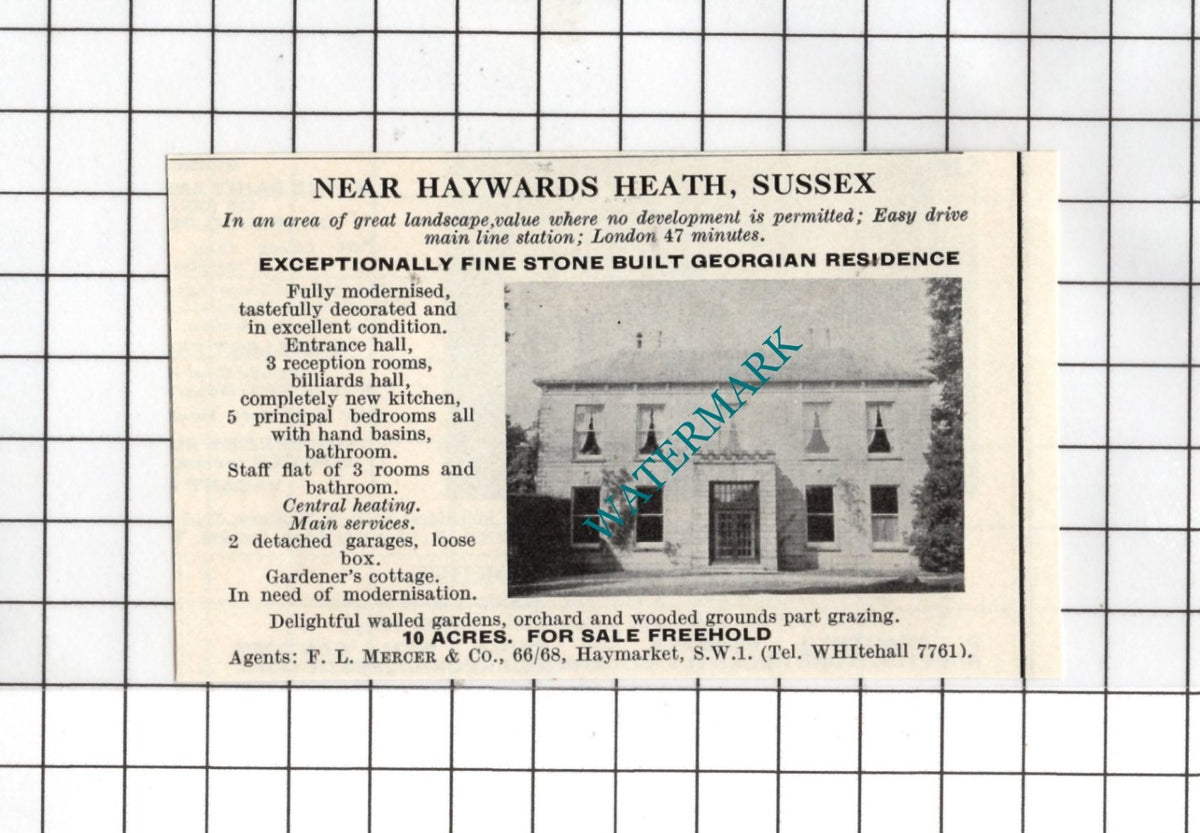Haywards Heath Sussex Small House Sale Advert - 1967