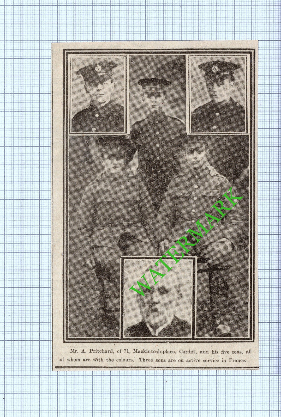 Mr A Pritchard Cardiff Wales - 1916 News Cutting