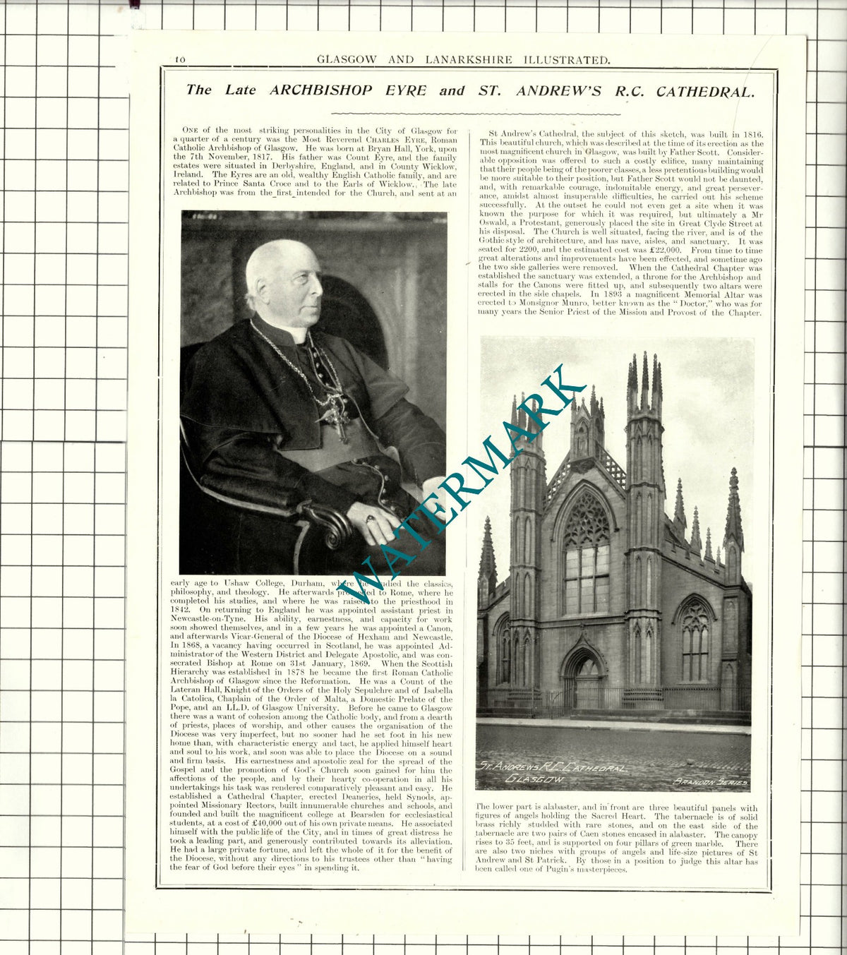 Rev Walter Ross Taylor Kelvinside Church / Archbishop Eyre - 1904 Article