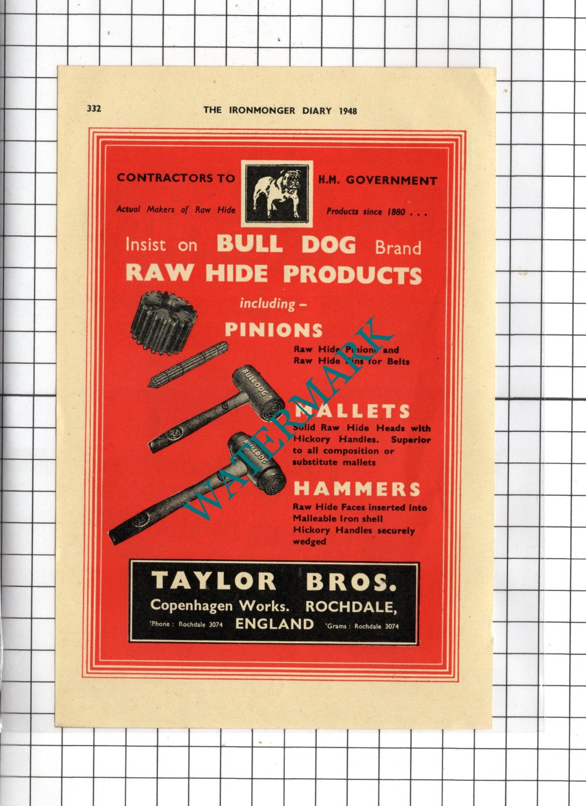 Buick & Hickman Ltd London / Taylor Bros Copenhagen Works Rochdale - 1948 Advert
