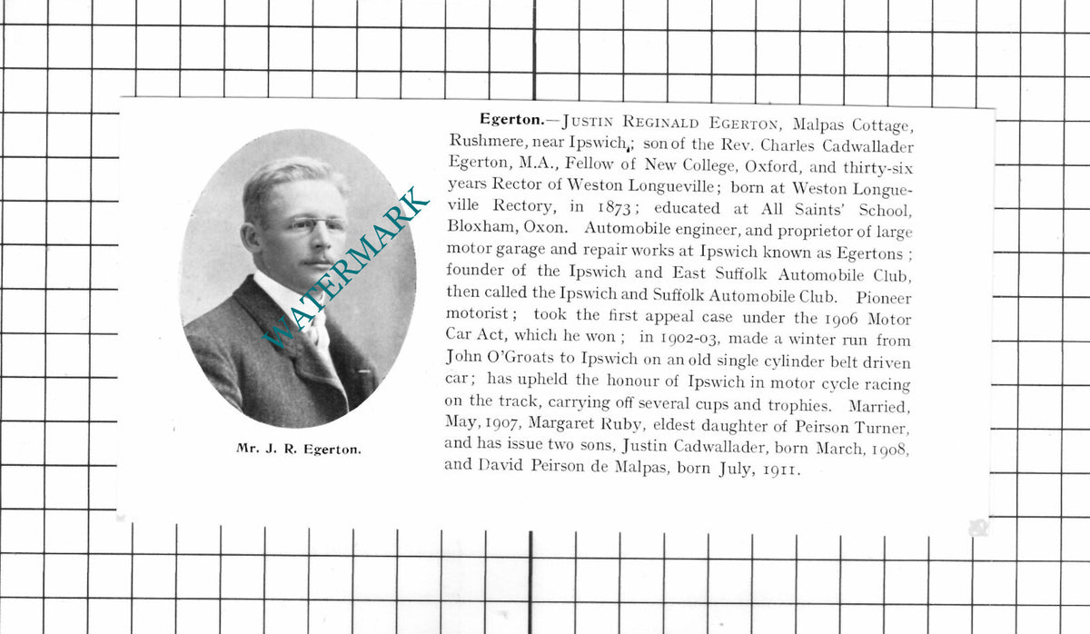 Jeremiah Durrant Gorleston / Justin Reginald Egerton Rushmere - 1911 Clipping