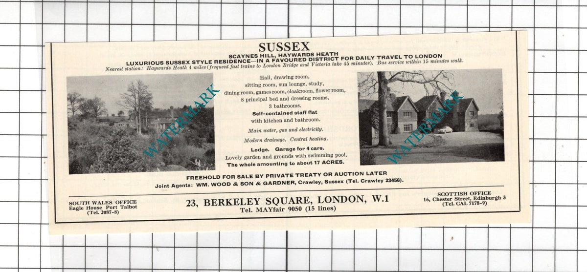 Scaynes Hill Haywards Heath Sussex House Sale Advert- 1967