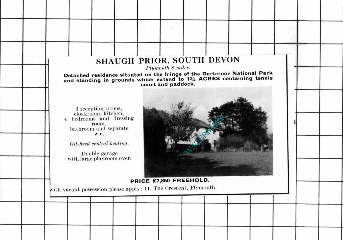 Shaugh Prior Devon SMALL House Sale Advert - 1967 Clipping