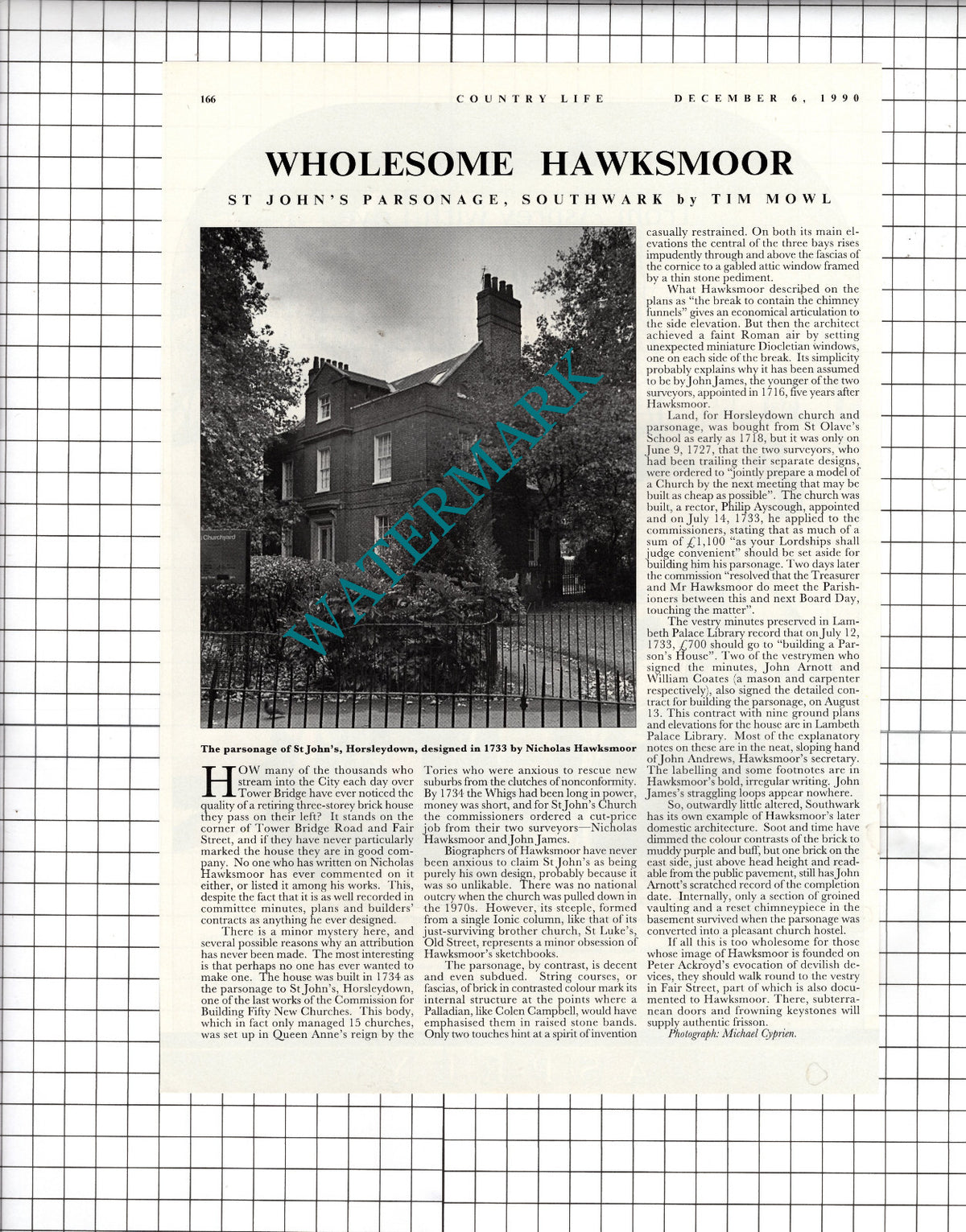 St John's Parsonage Horsleydown Southwark London - 1990 Article