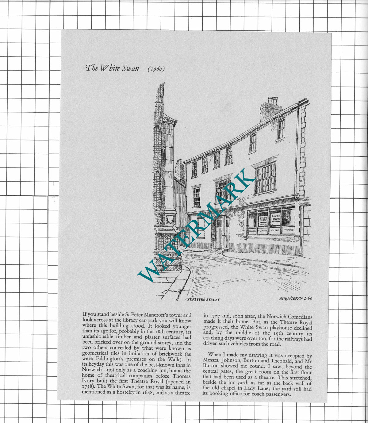The White Swan Norwich Norfolk Johnson Burton Theobald - 1970's Clipping / Print