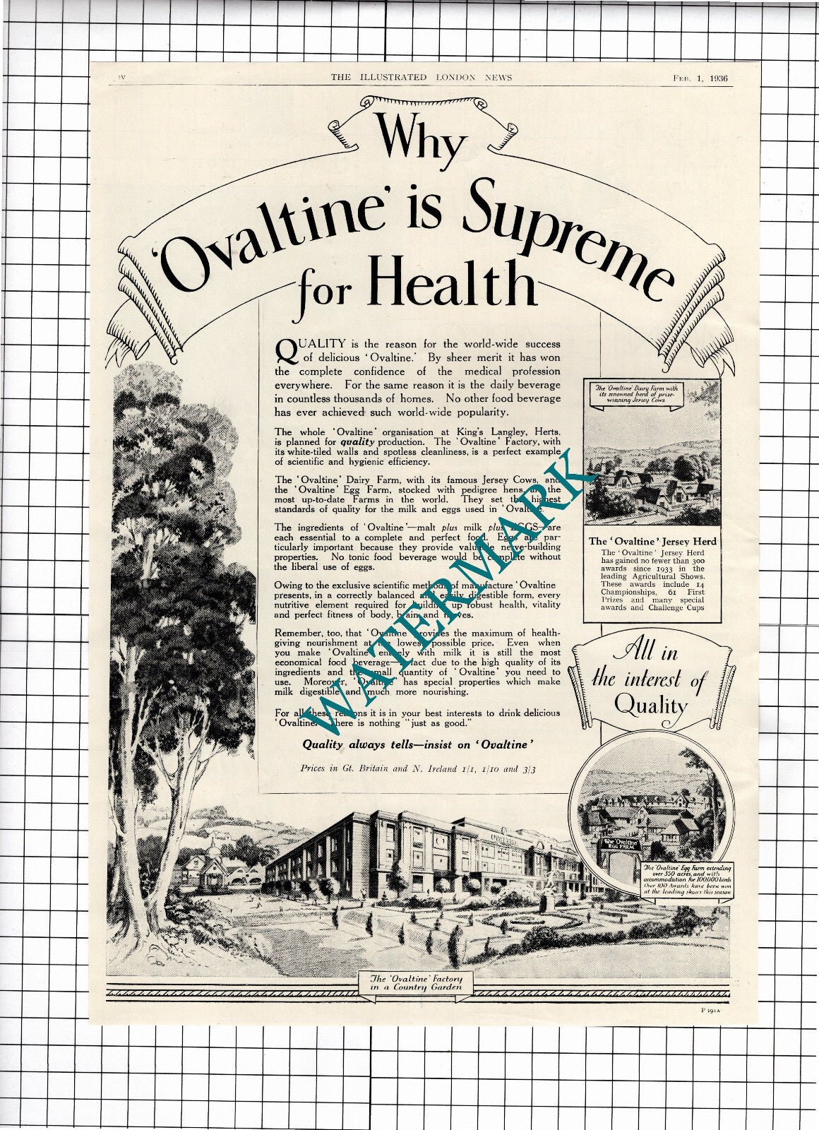 Ovaltine Factory Ovaltine Egg Farm King's Langley Hertfordshire - 1936 Advert