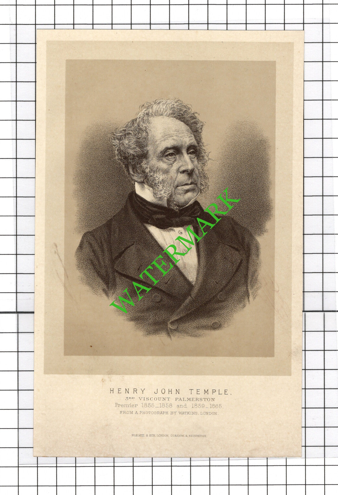 Henry John Temple 3rd Viscount Palmerston - 1890's Small Print