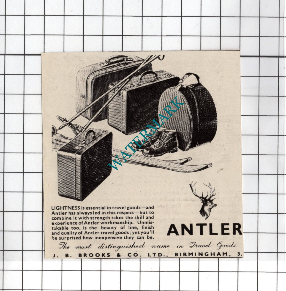 Antler Luggage Advert J B Brooks & Co Ltd Birmingham - 1948 SMALL Clipping