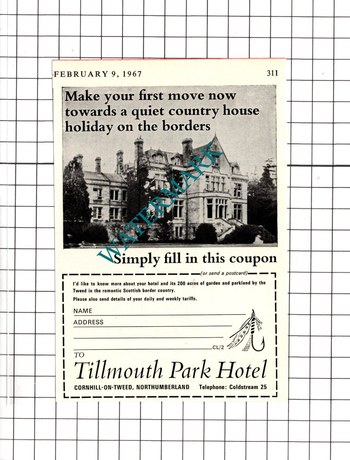 Tillmouth Park Hotel Cornhill-on-Tweed Northumberland Advert - 1967 Cutting