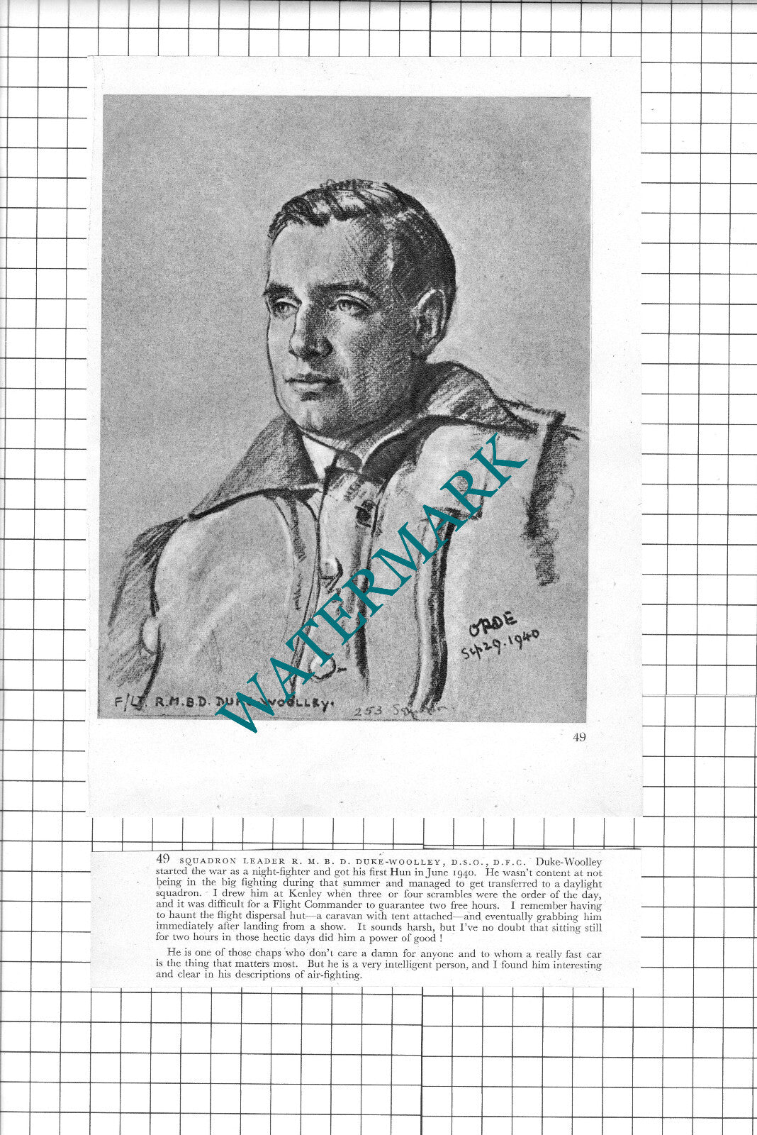 F/Lt R M B D Duke-Woolley / Flt Lt E Norman Ryder -1942 Book Print & Short Text
