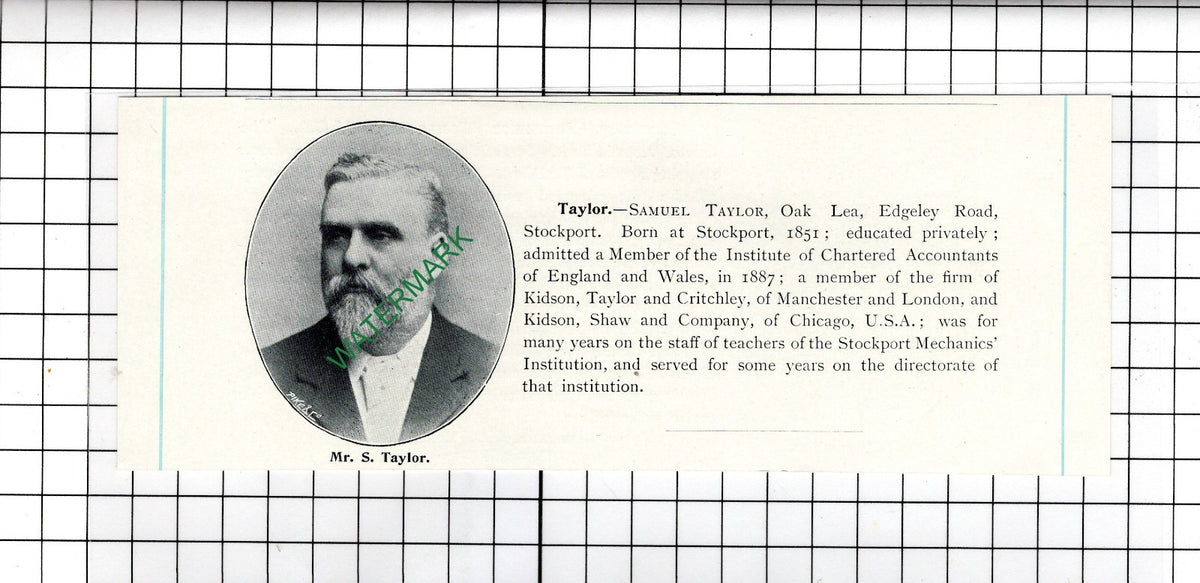 Samuel Taylor Oak Lea Stockport / Frederick Womersley - c.1905 Clipping