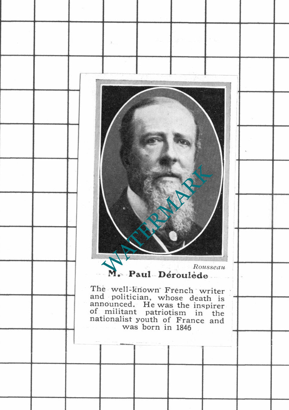 Paul Deroulede French Writer Obituary - 1914 SMALL Clipping