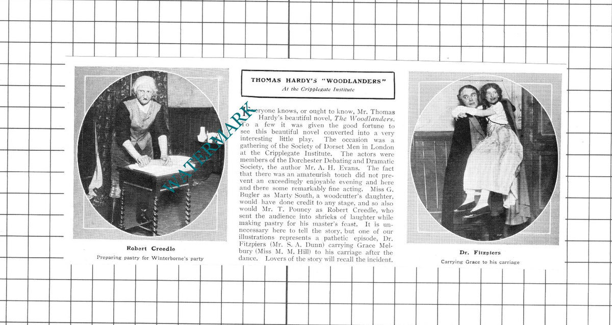 Mr T Pouncy Mr S A Dunn ActorThomas Hardy Woodlanders - 1913 Clipping