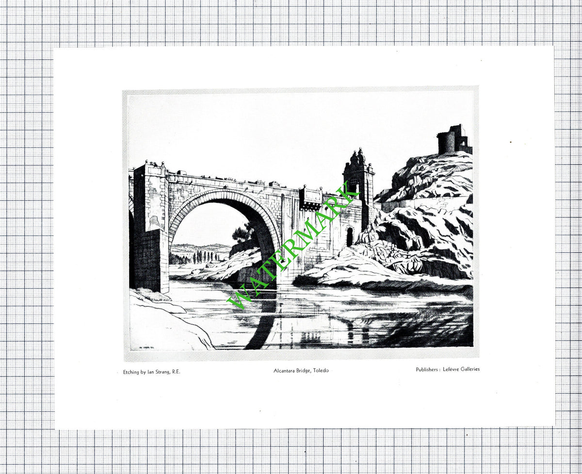 Alcantara Bridge Toledo Ian Strang - 1930s Cutting / Print