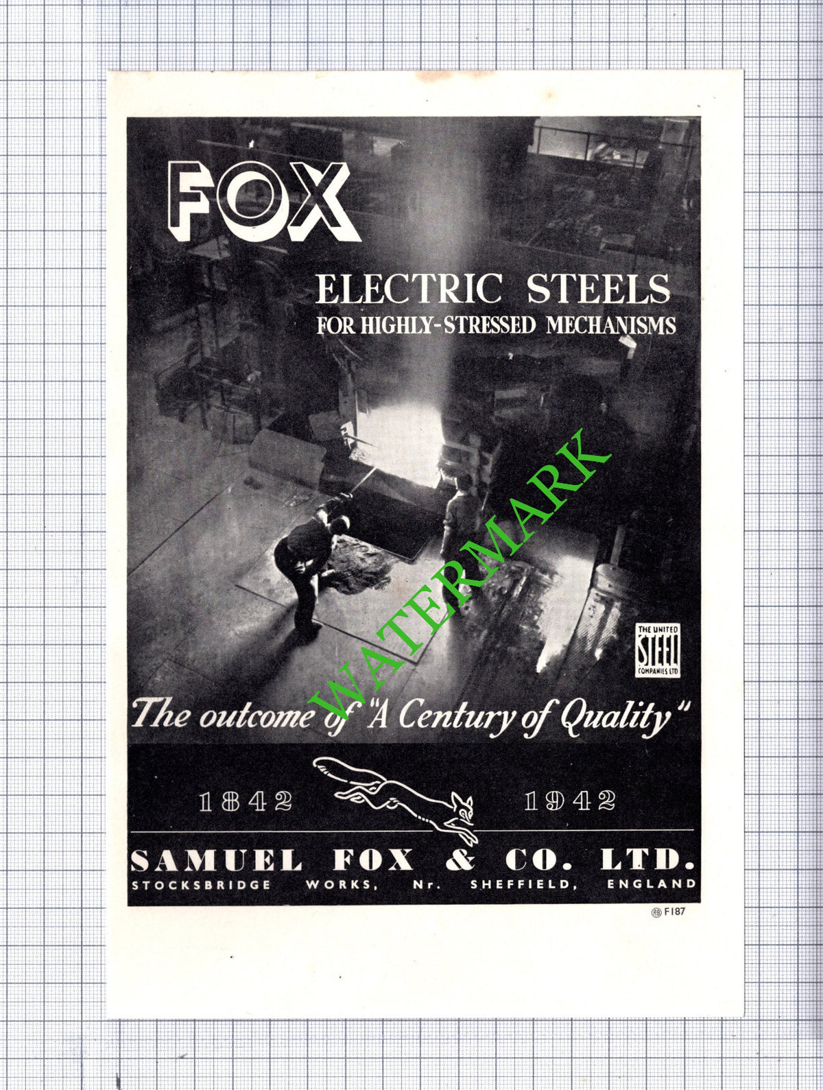 Fyrex Universal Nozzle ADVERT / Samuel Fox & Co Sheffield - 1942 Cutting / Print