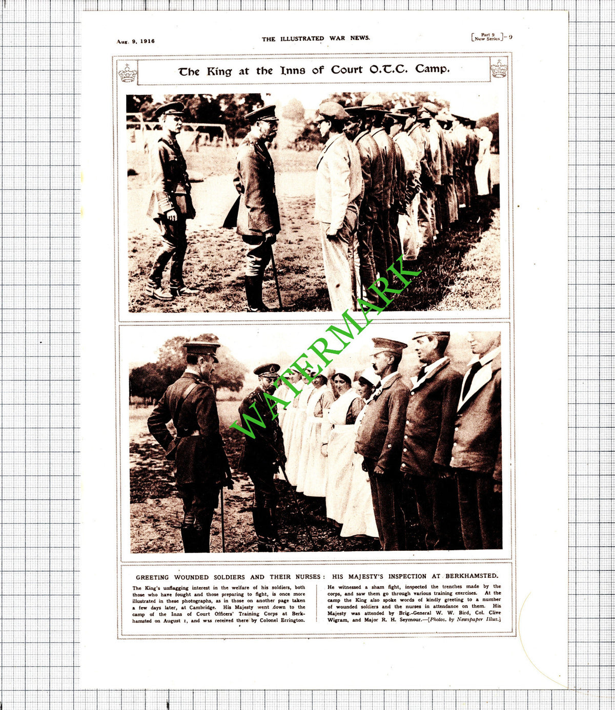 Inns Of Court Officers Training Corps Berkhamsted Clive Wigram - 1916 Cutting