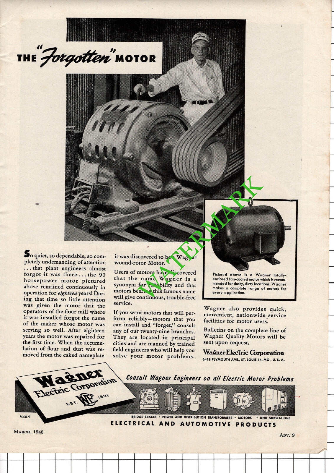 Raybestos Manhattan Inc / Wagner Electric Corp St Louis Advert - 1948 Cutting