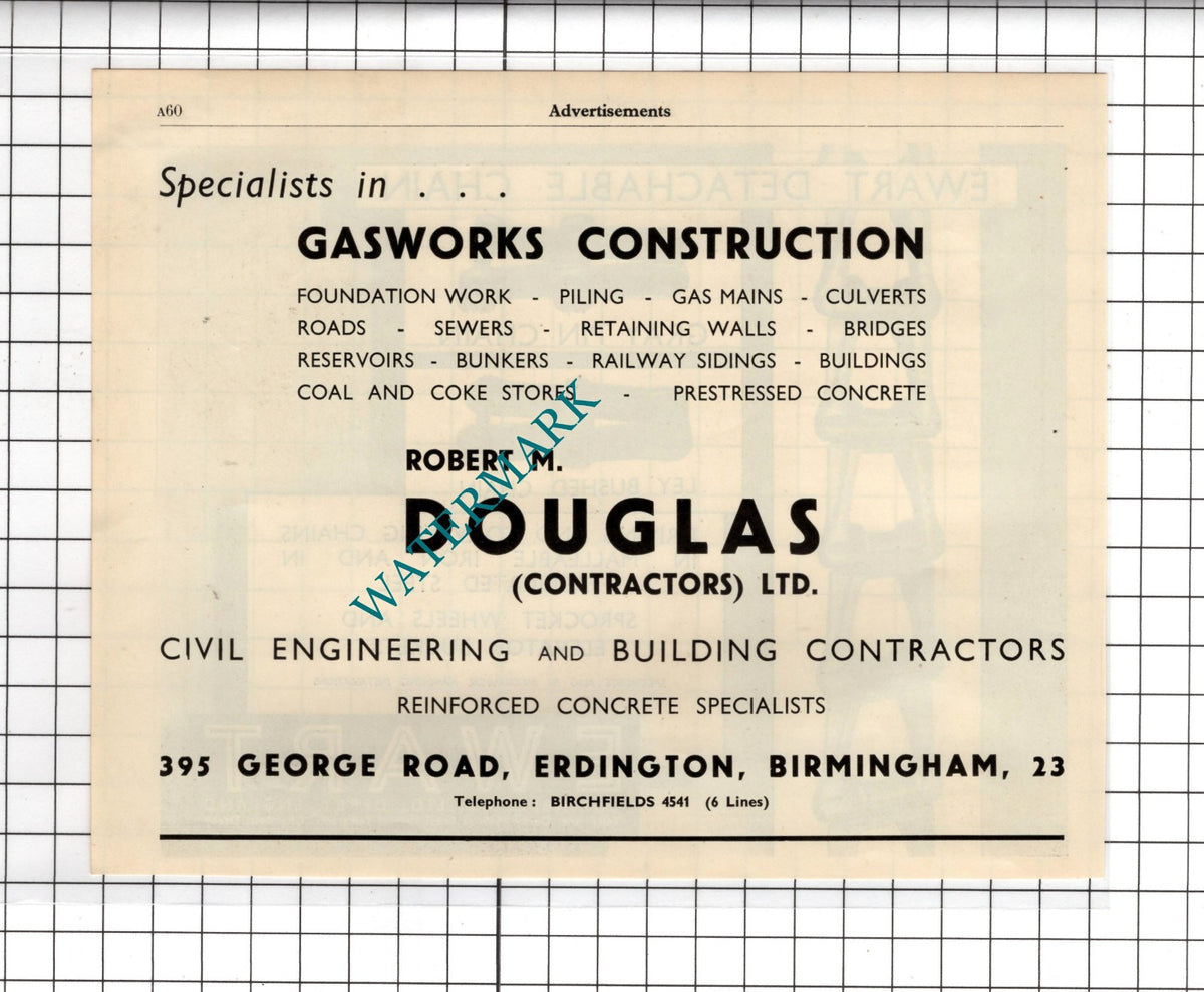 Ewart Chainbelt Co Ltd Derby / Robert M Douglas Ltd Erdington - 1951 Advert