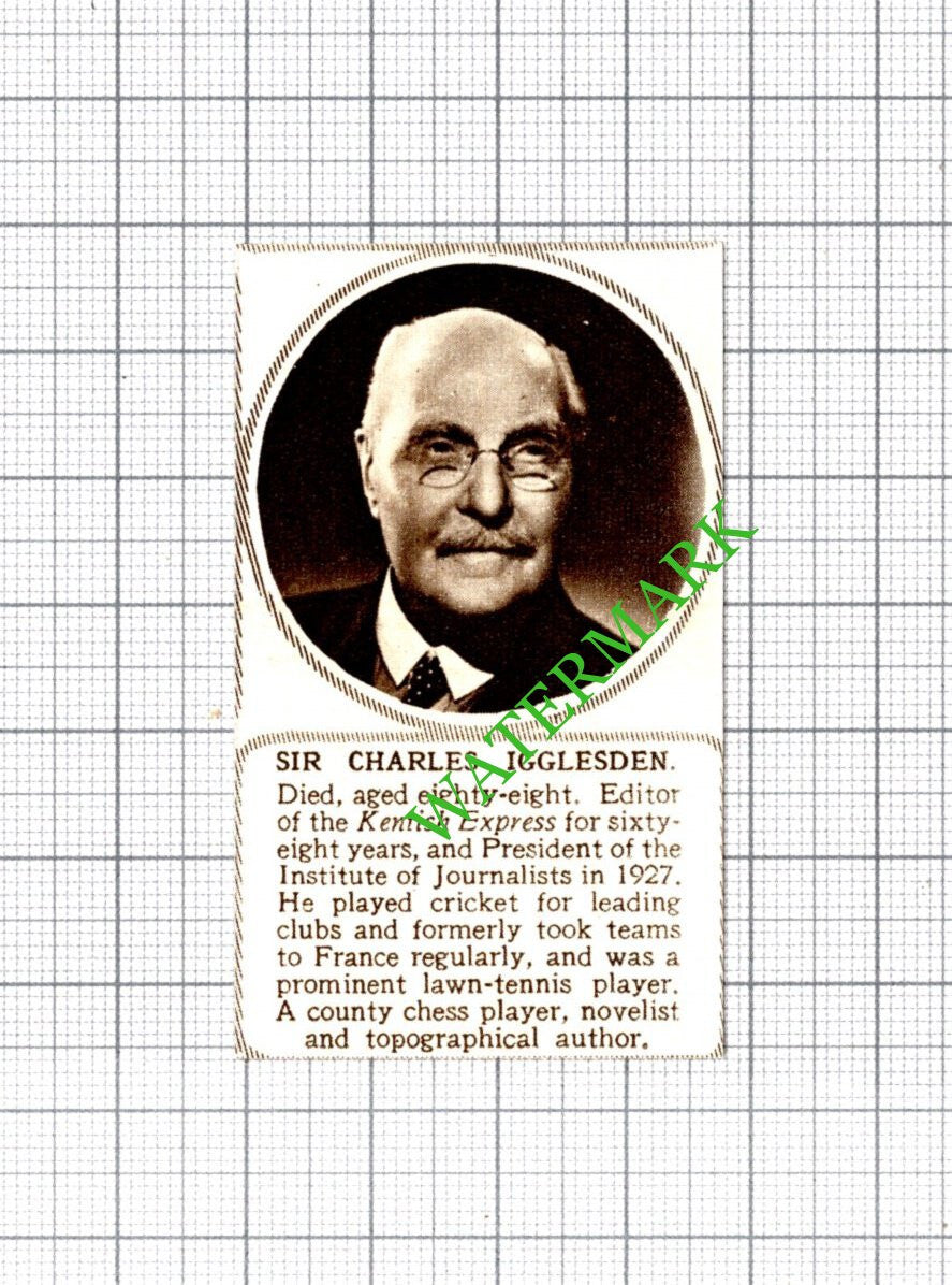 Sir Charles Igglesden Kentish Express Obituary - 1949 SMALL Cutting