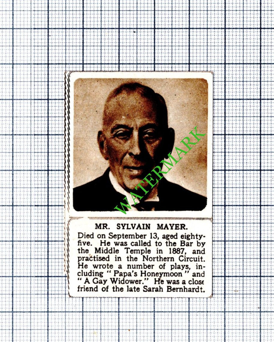 Mr Sylvain Mayer Obituary - 1948 SMALL Cutting