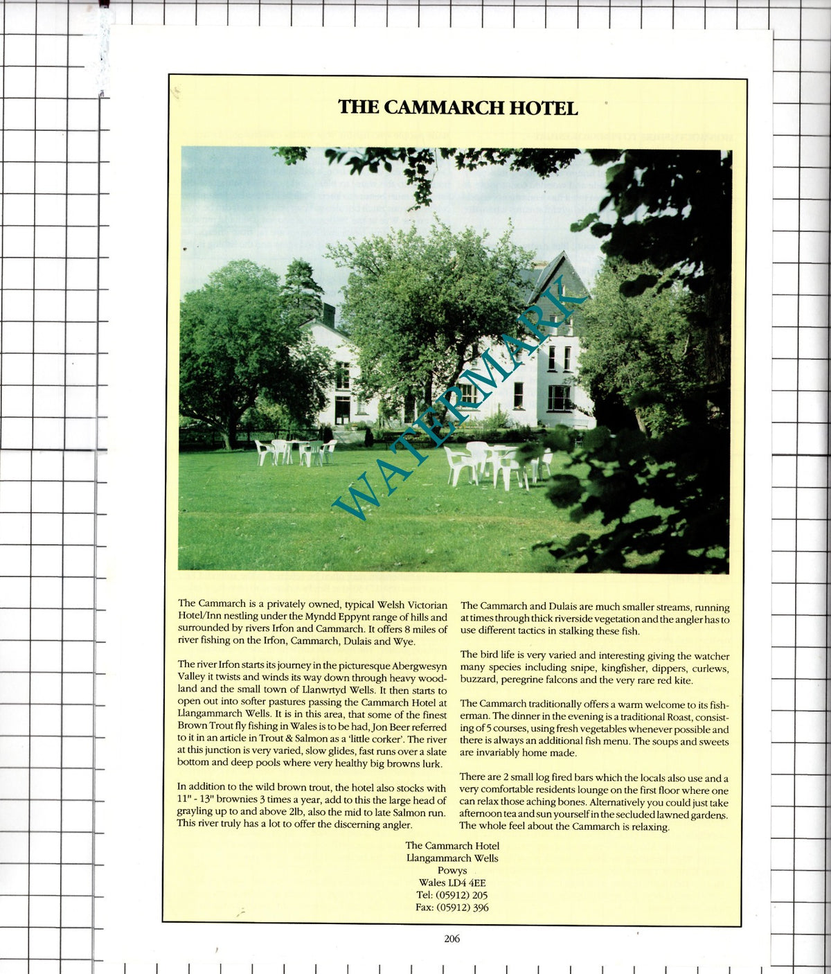 The Cammarch Hotel Llangammarch Wells Powys Wales - 1991 Advert