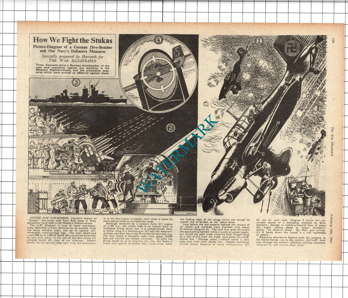 Junkers JU.87 Stuka Dive Bombers - 1941 News Clipping / Print