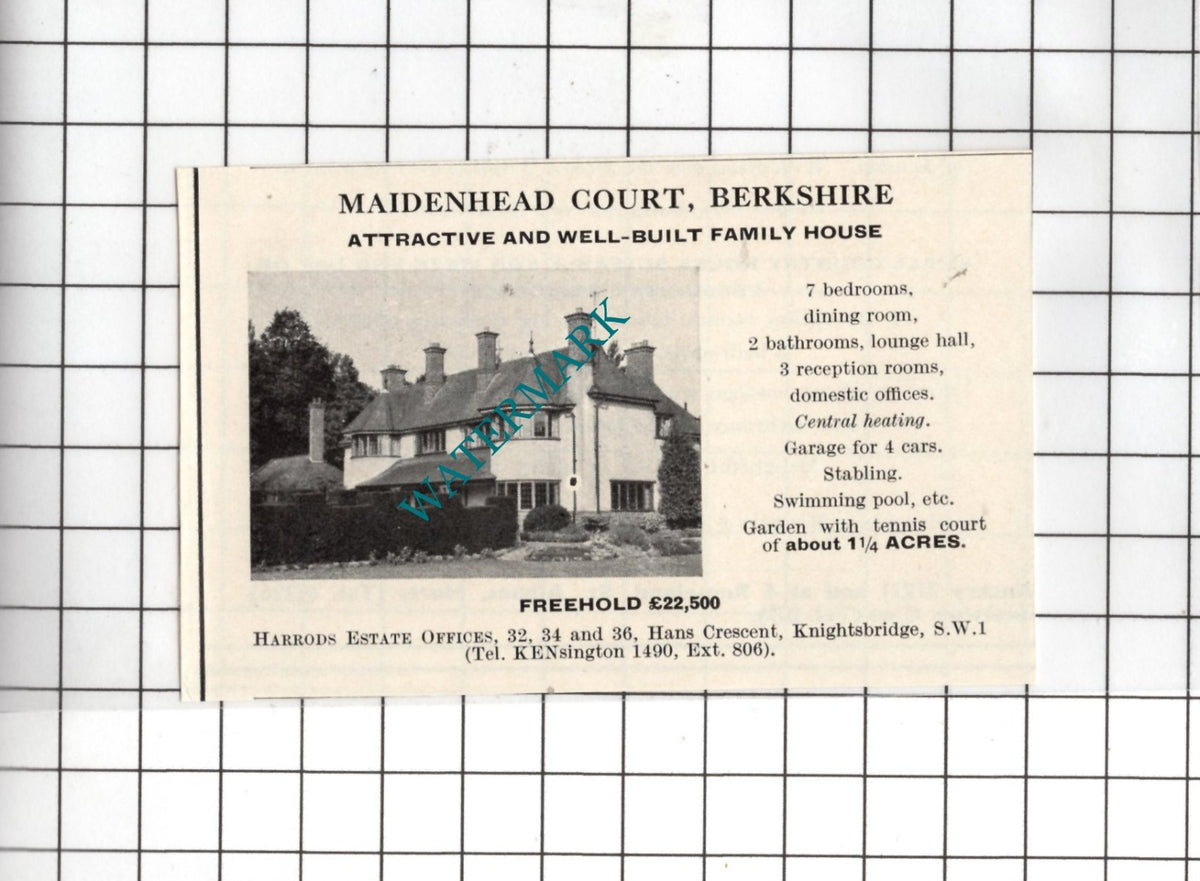 Maidenhead Court Berkshire - Small House Sale Advert - 1967