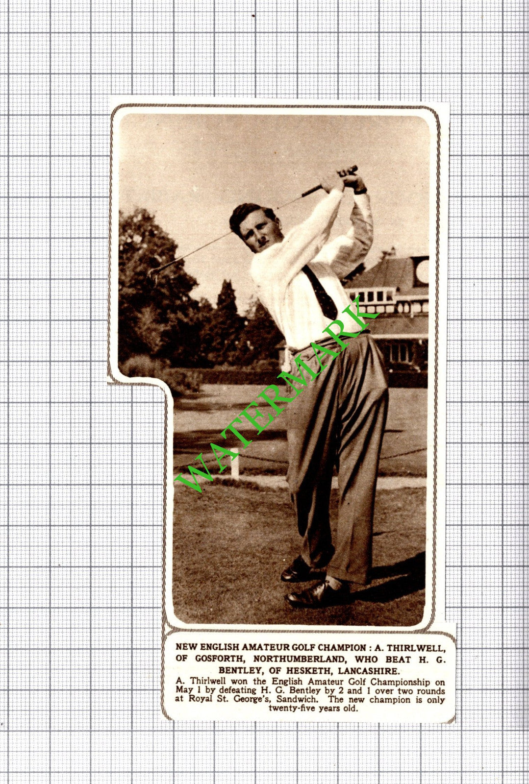 A Thirlwell Gosforth Northumberland Golf Champion - 1954 Small Cutting