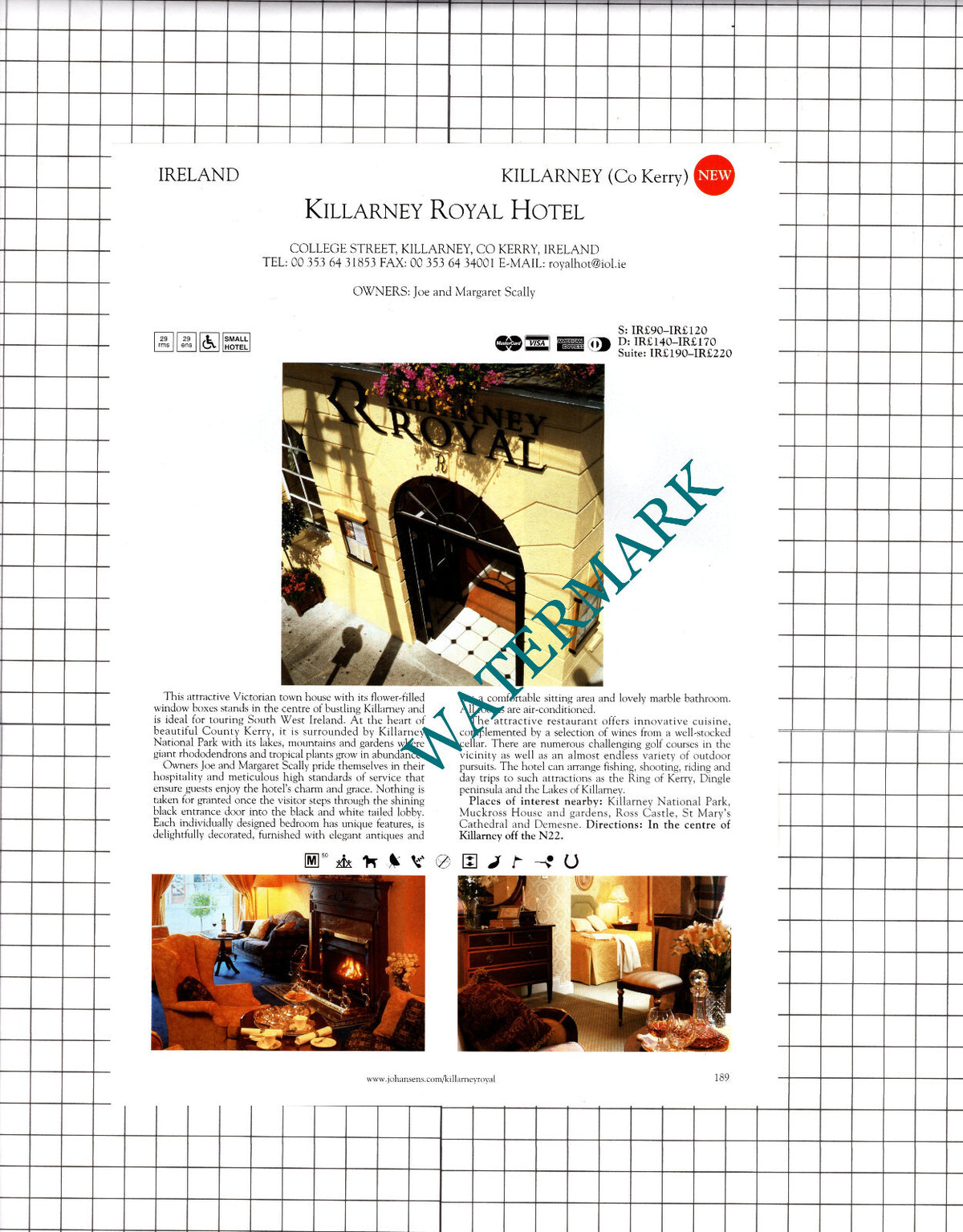 The Old Rectory Kilmeaden Ireland / Killarney Royal Hotel - 2001 Advert