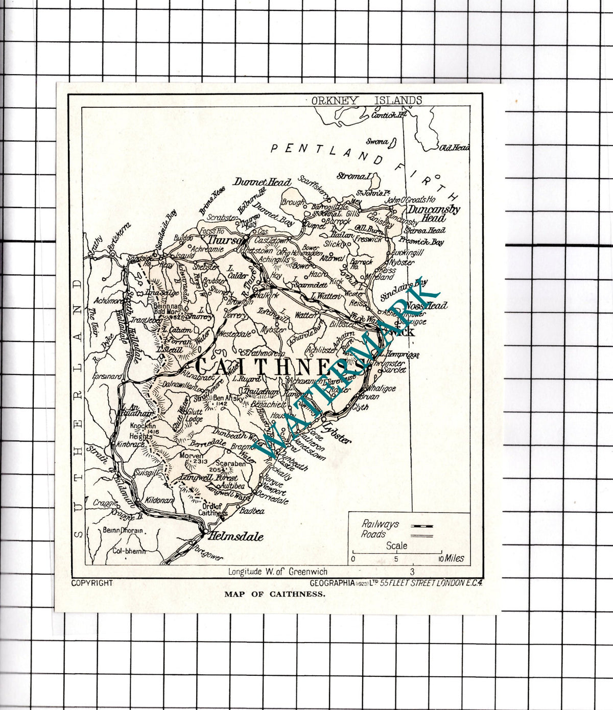 Caithness Map- c.1930's SMALL Clipping / Print