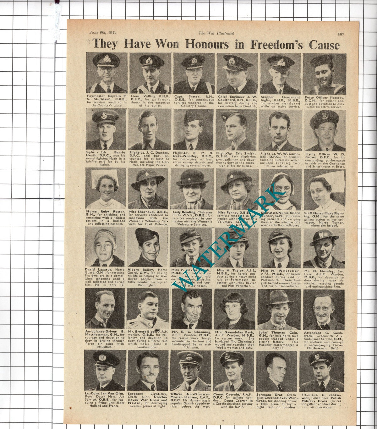 Ruby Rosser Valling Stuckland Duke-Woolley Fenno Goshwark WW2- 1941 Clipping