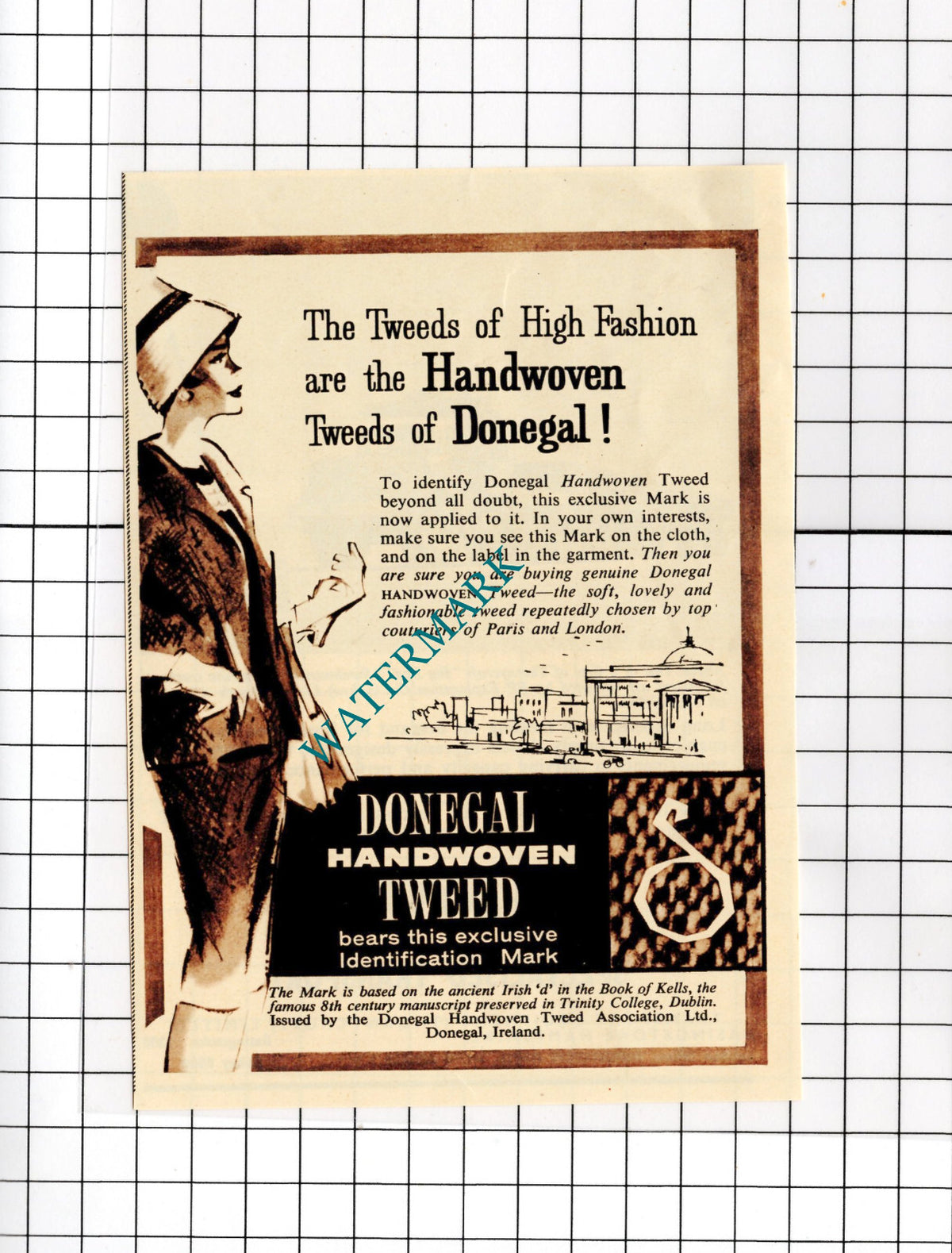 Donegal Handwoven Tweed ADVERT - 1961 Small Cutting