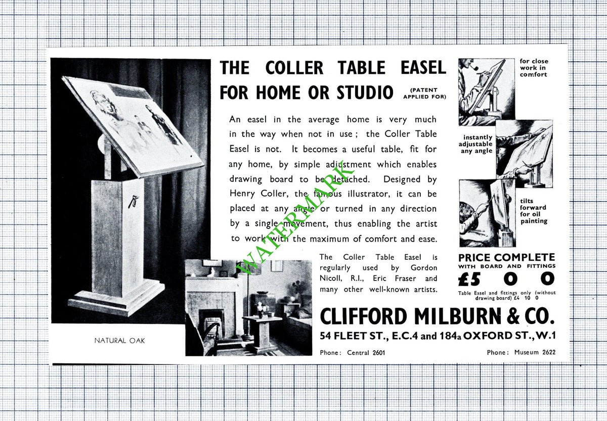 Clifford Milburn & Co London Henry Coller Advert - 1930s Small Cutting / Print