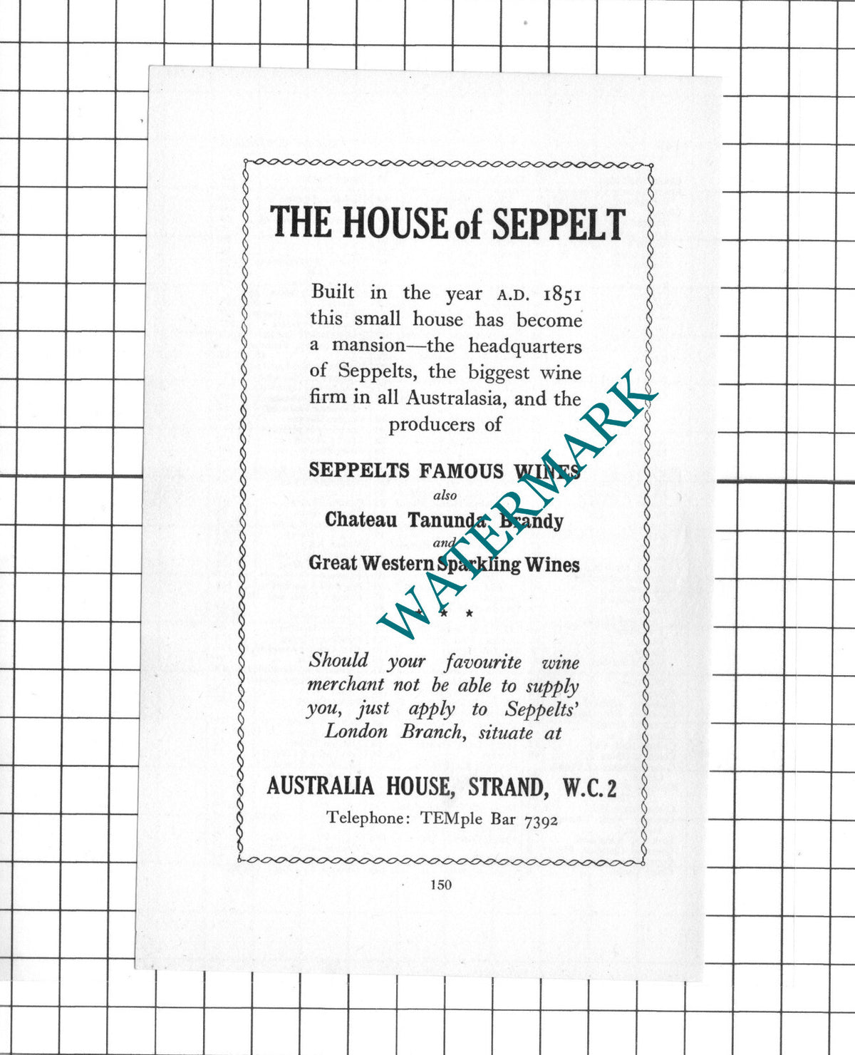 The House Of Seppelt Seppelts Wines London - 1939 Small Advert