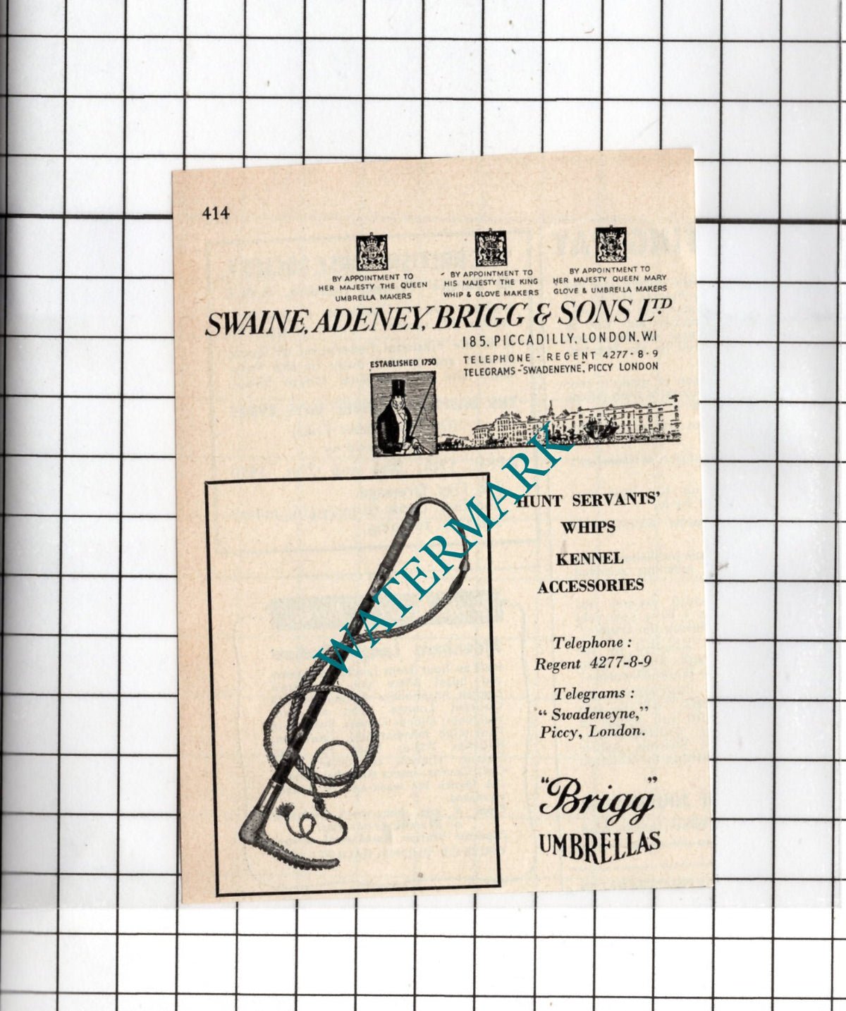 Swaine Adeney Brigg & Sons Ltd London - 1949 Small Advert