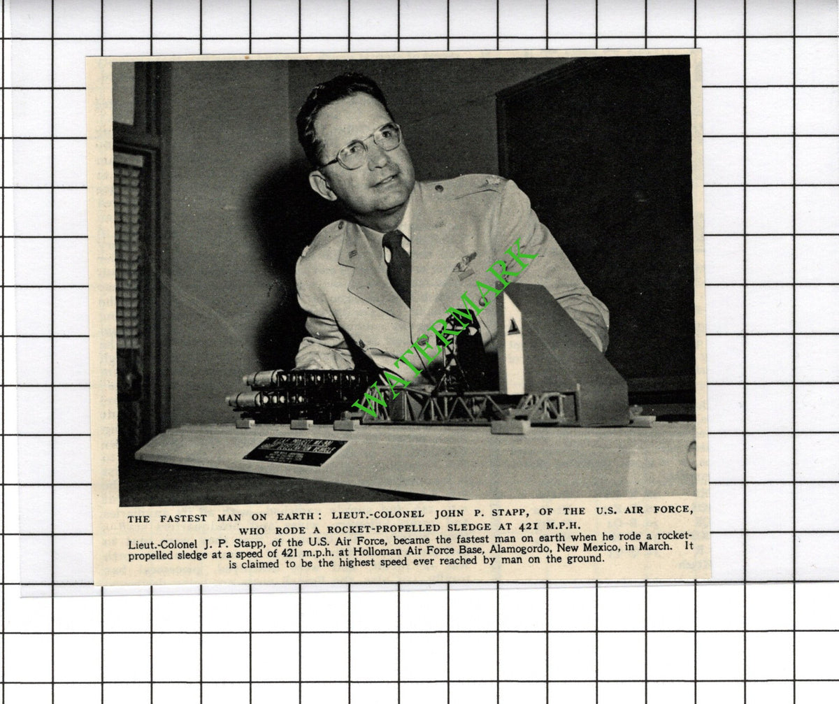 Lt Col John P Stapp US Air Force Hollaman - 1954 Cutting