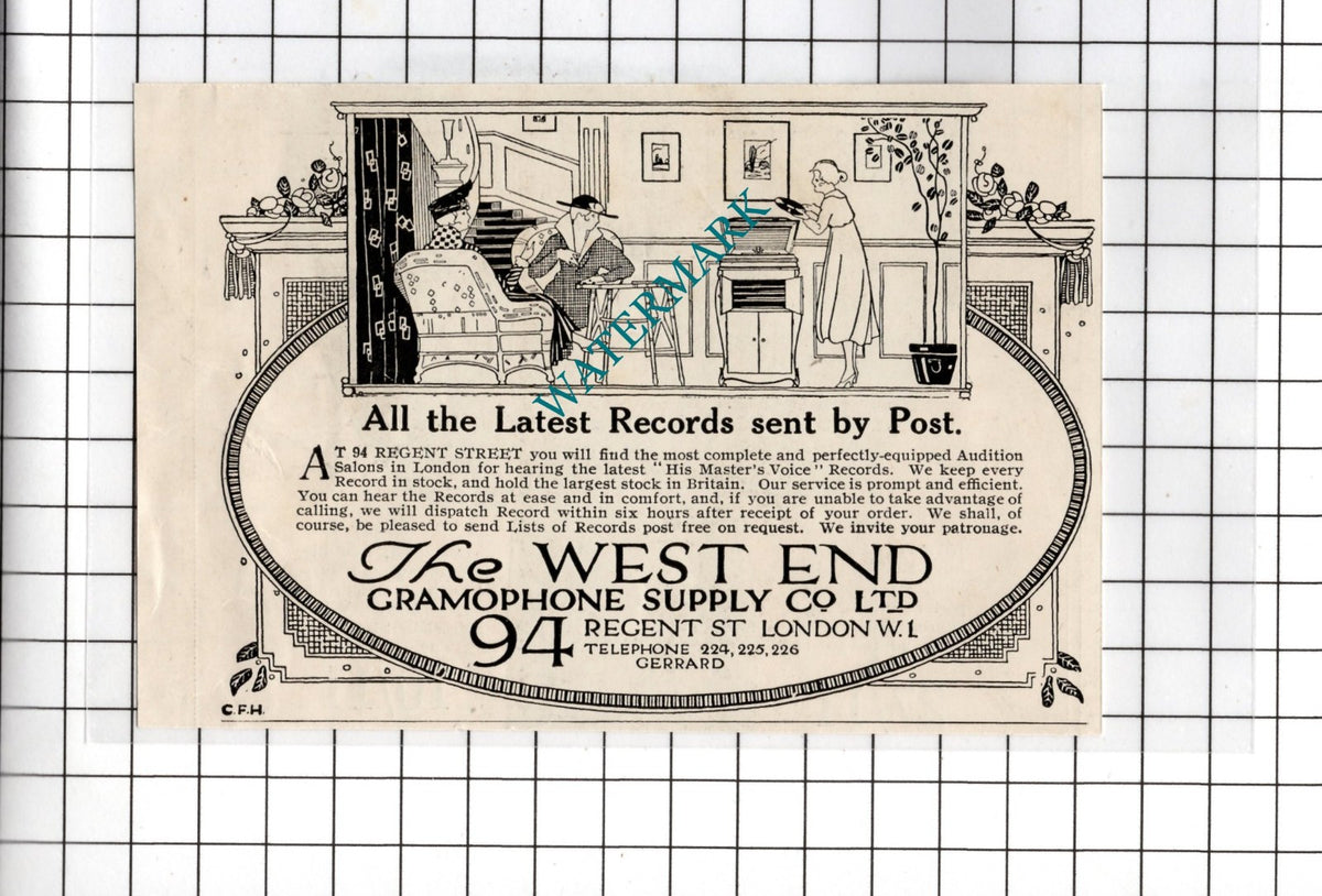 The West End Gramophone Supply Co Ltd London - 1918 Small Advert