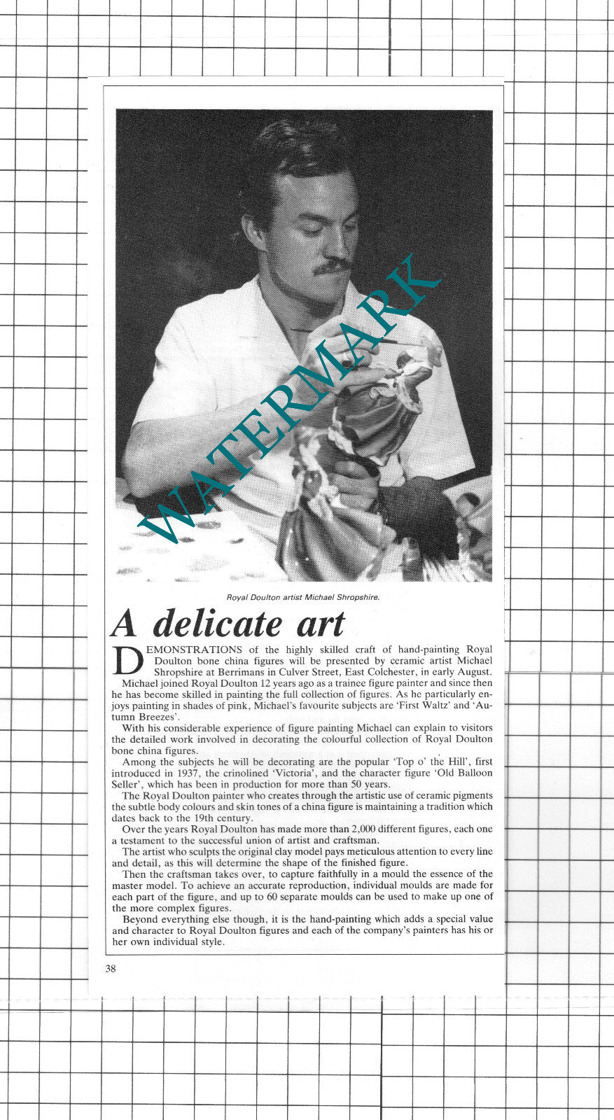 Michael Shropshire Royal Doulton Artist - 1986 Clipping