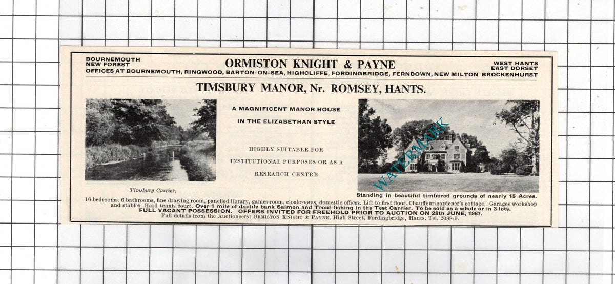 Timsbury Manor Romsey Hampshire - 1967 House Advert