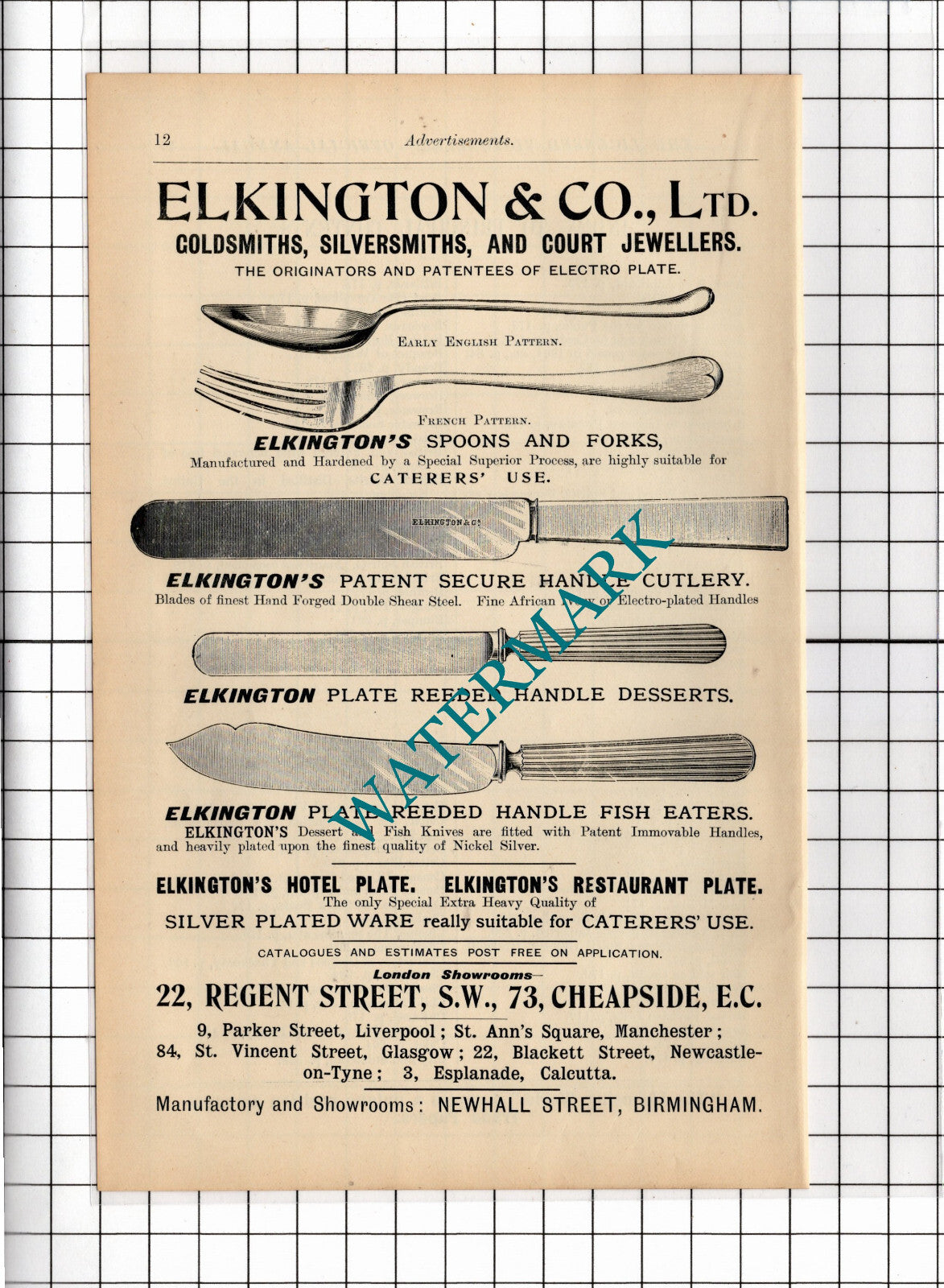 Elkington & Co Ltd Birmingham Advert - 1902 Cutting