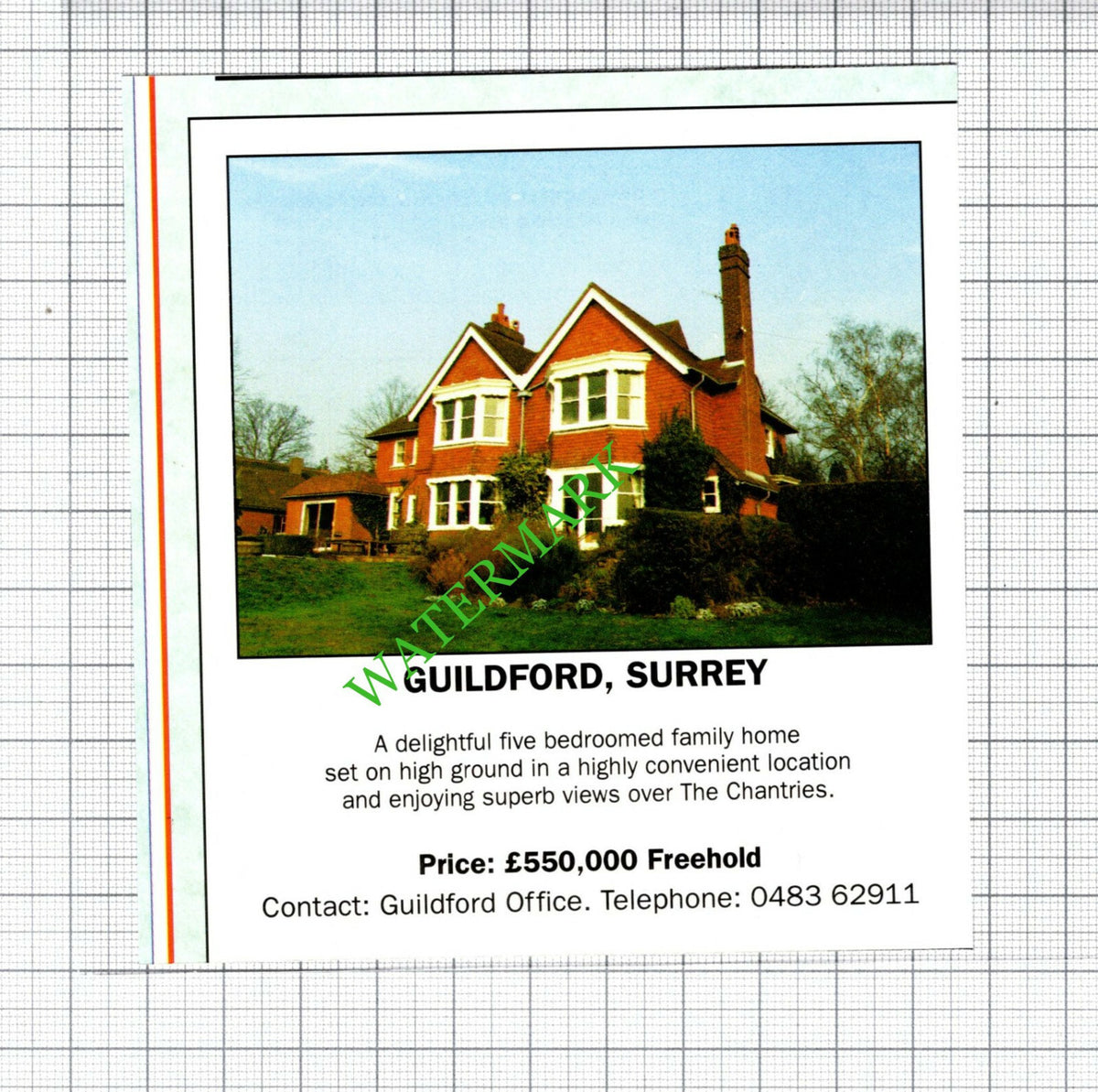 Guildford Surrey House Sale Advert - 1991 Cutting