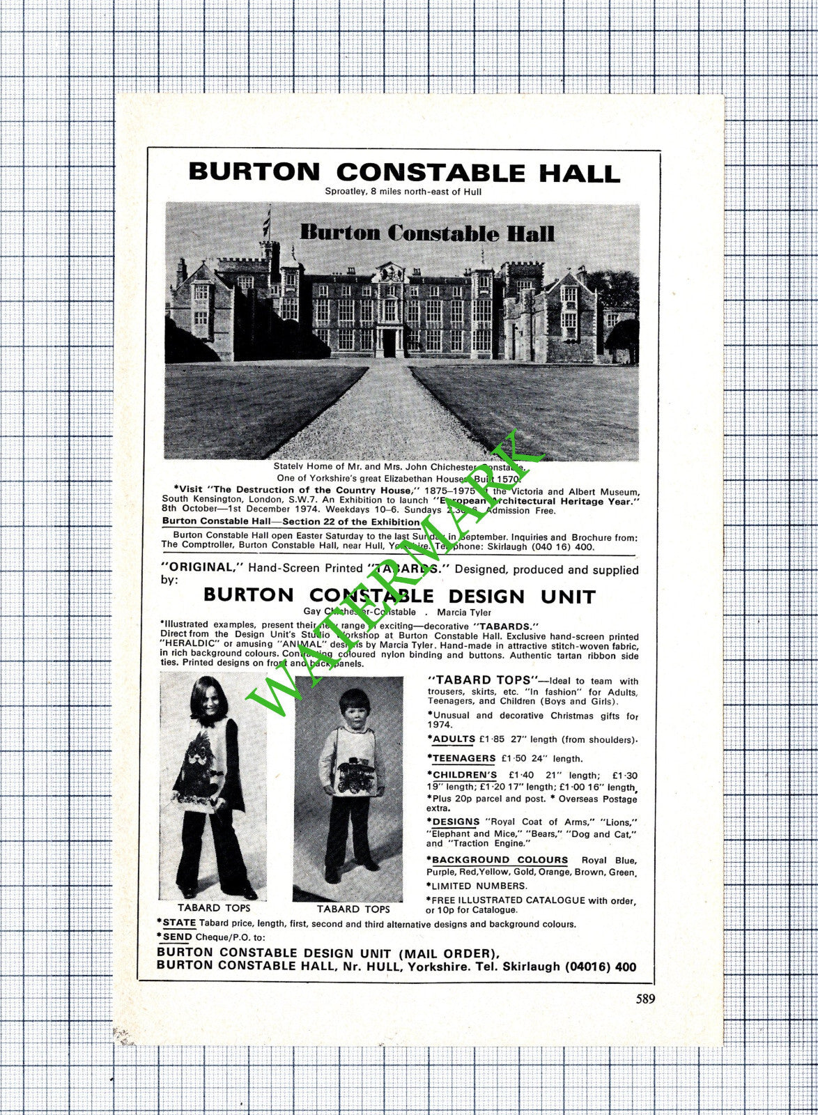 Burton Constable Hall Hull Yorkshire Advert - 1974 Cutting