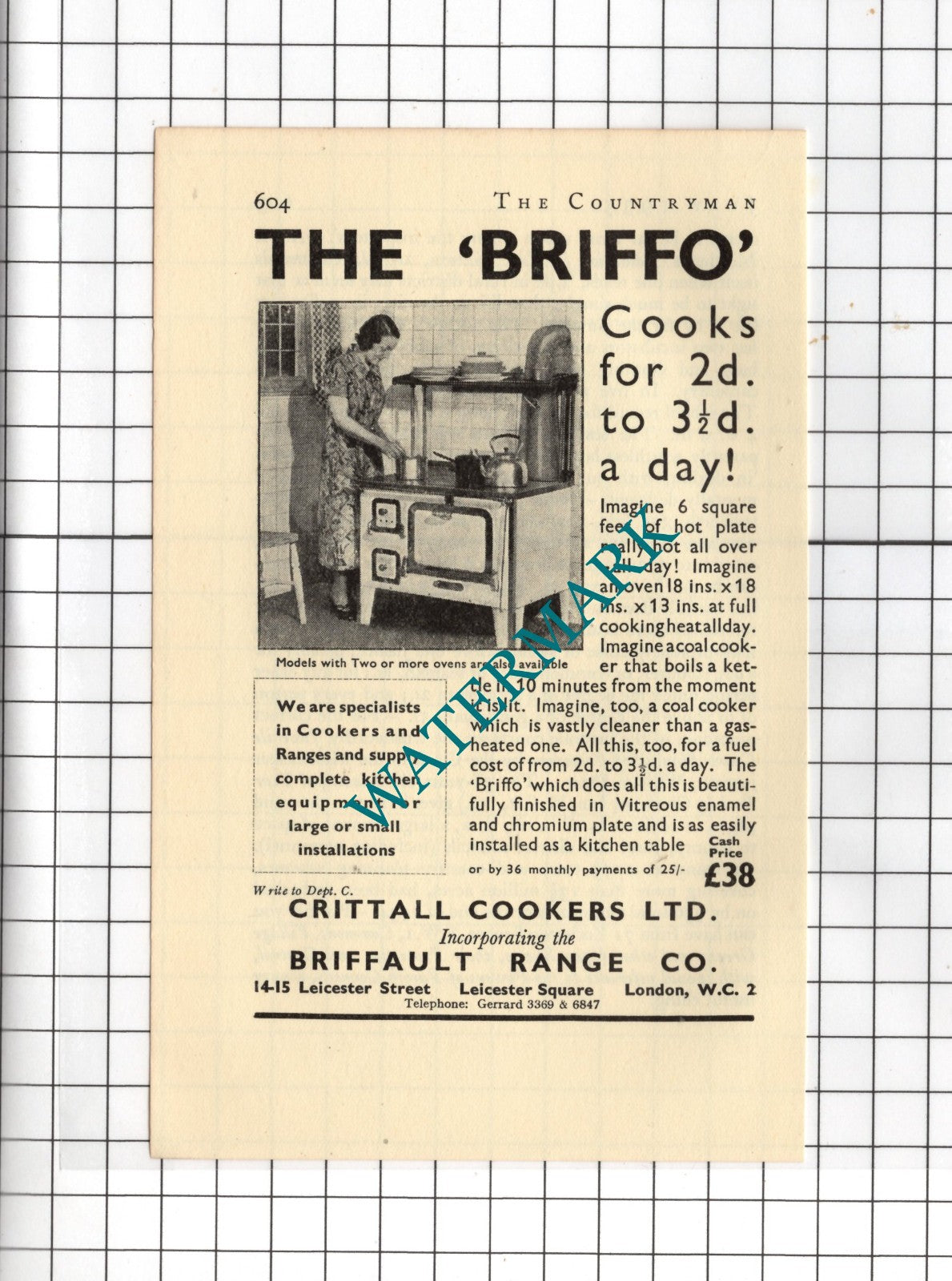 Crittall Cookers Ltd Briffault Range Co Briffo - 1935 Small Advert