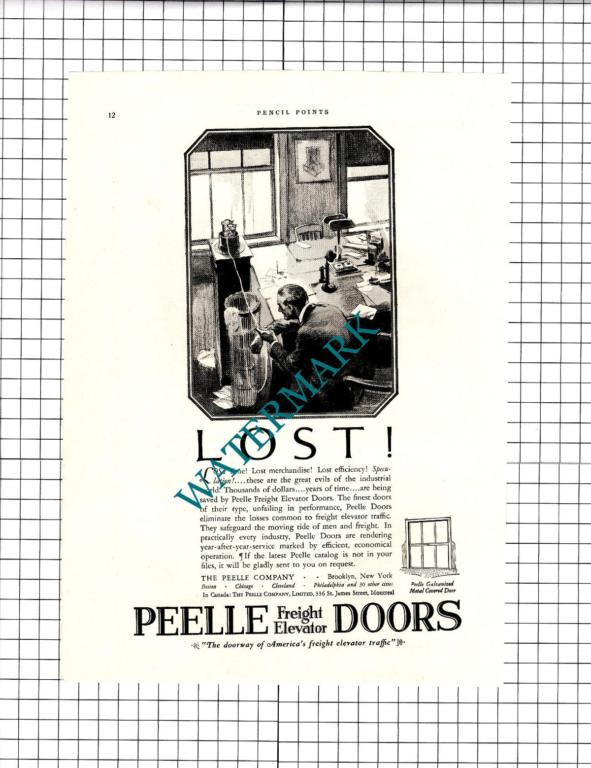 Peelle Freight Elevator Doors Brooklyn New York - 1926 Advert / Print