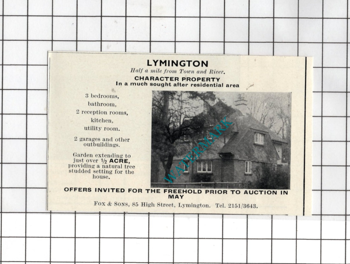 Lymington Hampshire - 1969 SMALL House Sale Advert