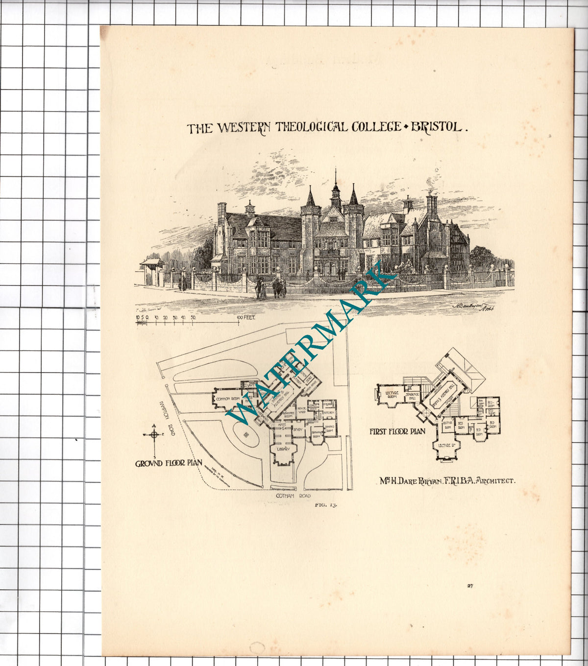 The Western Theological College Bristol H Dare Bryan Architect - c.1910 Cutting